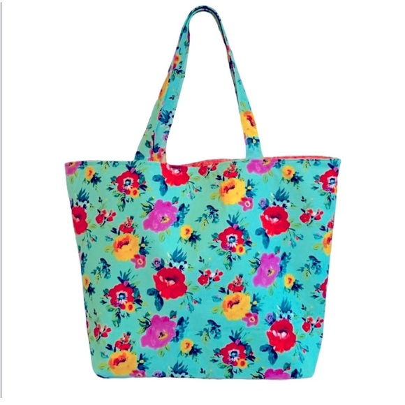 Hand Crafted Handbags - Hand Crafted Floral Tote Colorful All Purpose Market Bag Carry Shoulder Purse